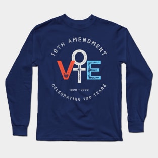 19th Amendment Centennial Logo - Votes Women Suffrage Design Long Sleeve T-Shirt